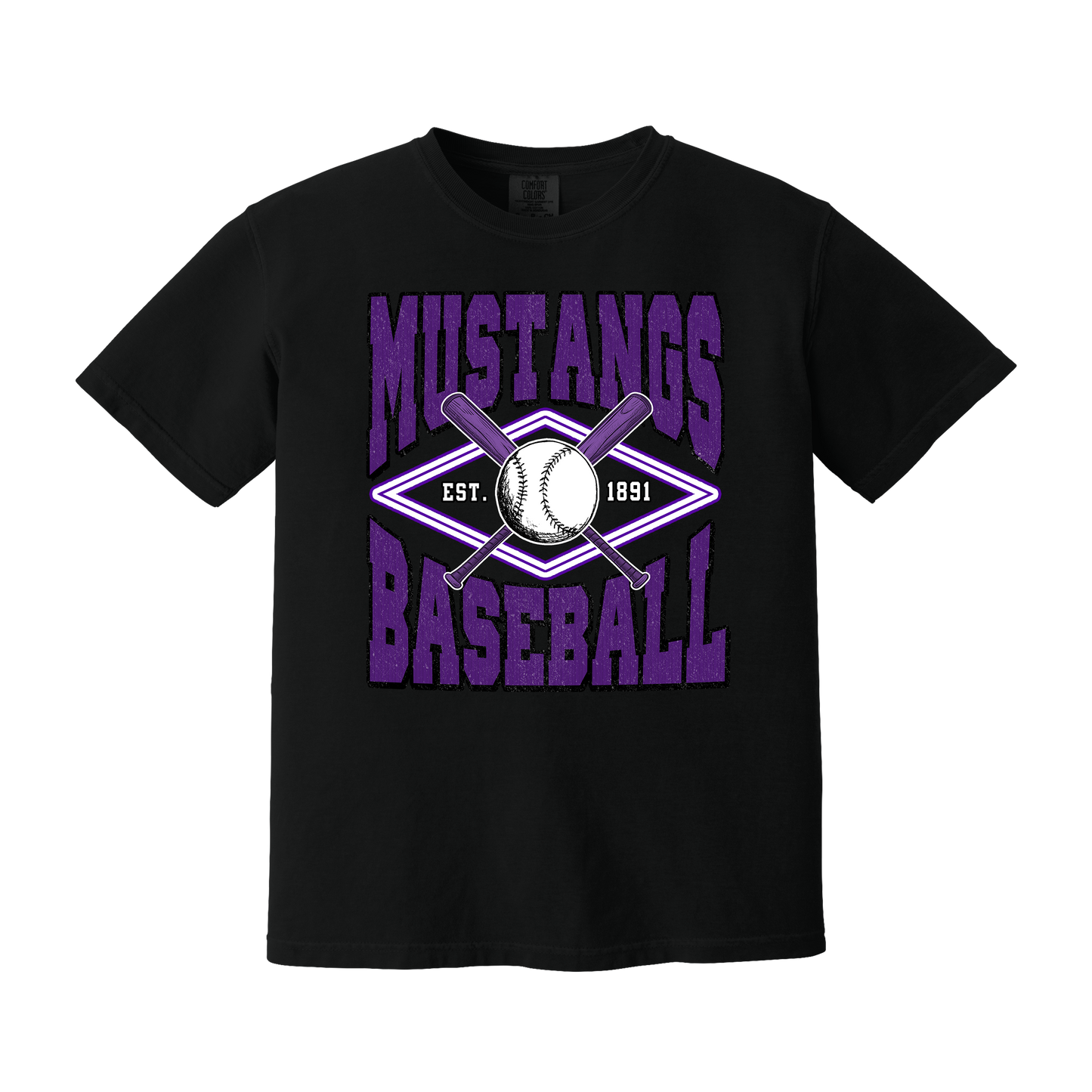 Mustangs Baseball Garment Dyed Tee